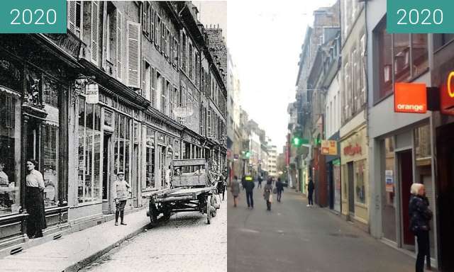 Before-and-after picture of Saint-Brieuc - Rue Saint-Guillaume between 1910 and 2020-Nov-21