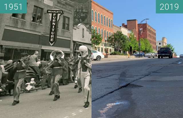 Before-and-after picture of 700 Block of Mass between 1951 and 2019-May-06