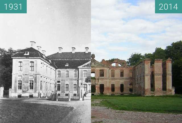 Before-and-after picture of Pałac w Kamieńcu between 1931 and 2014