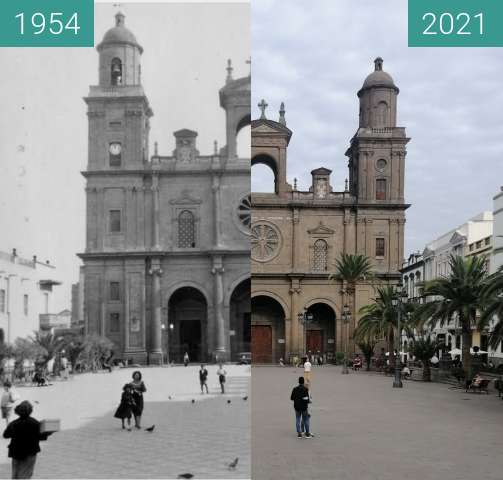 Before-and-after picture of Santa Ana between 1954 and 2021-Nov-11