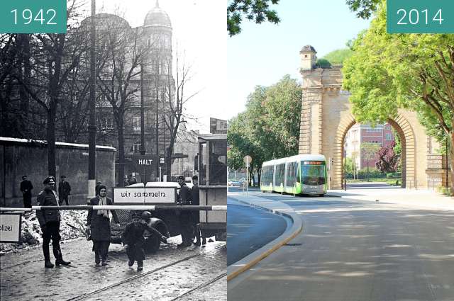 Image avant-après de Porte Serpenoise entre 1942 et 2014