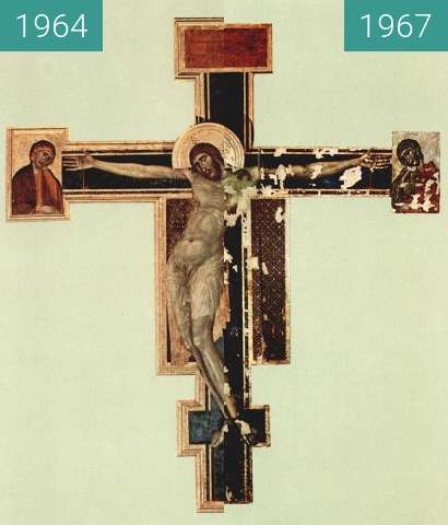 Vorher-Nachher-Bild von Crucifix (Cimabue, Santa Croce) zwischen 1964 und 1967