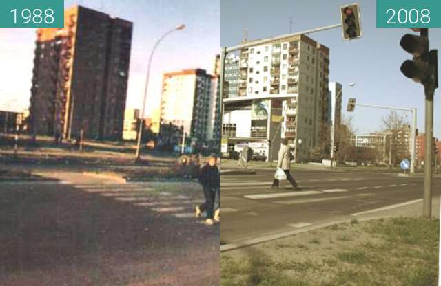 Image avant-après de Skrzyżowanie ulic KEN i Wojska Polskiego entre 1988 et 2008