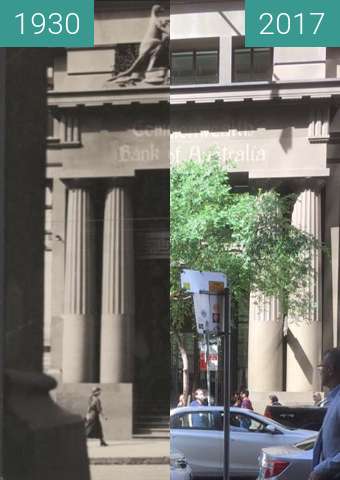 Vorher-Nachher-Bild von Commonwealth Bank Building zwischen 1930 und 2017