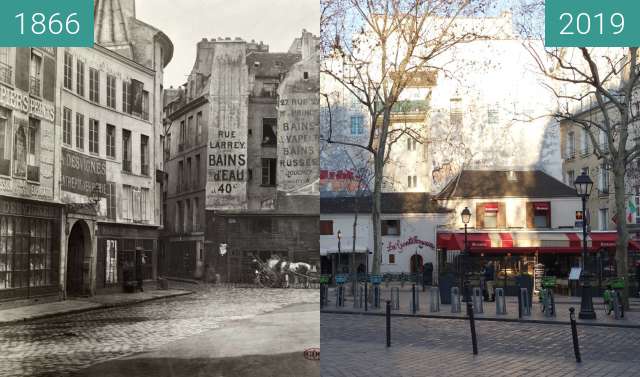 Vorher-Nachher-Bild von Place St.-André-des-Arts zwischen 1866 und 16.02.2019