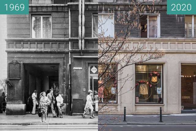 Before-and-after picture of Ulica Ratajczaka between 1969 and 2020