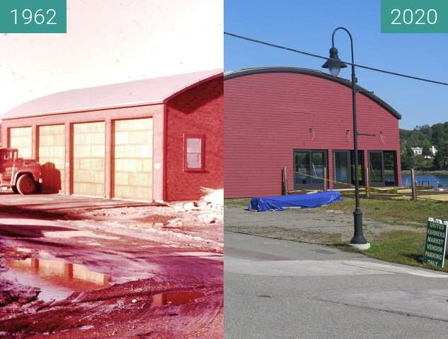 Vorher-Nachher-Bild von Consumers Fuel Company Garage Belfast, Maine zwischen 1962 und 04.09.2020