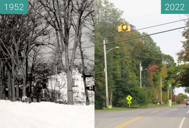 Vorher-Nachher-Bild von The Foot of the Square, Belfast Maine zwischen 1952 und 2022