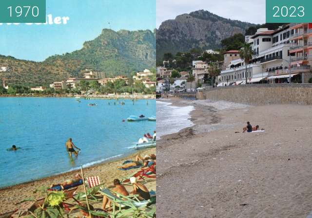 Vorher-Nachher-Bild von Sóller Playa zwischen 1970 und 11.05.2023