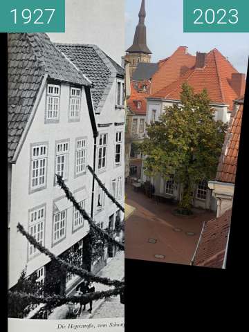 Before-and-after picture of Blick vom Heger Tor between 1927 and 2023-Oct-23