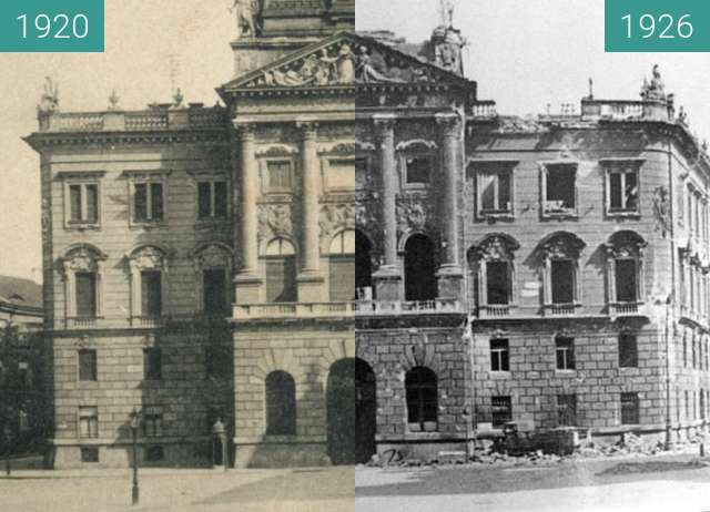 Image avant-après de Ex Ministry of Defense in Budapest entre 1920 et 1946