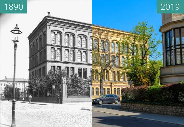 Before-and-after picture of Universitäts- und Landesbibliothek Sachsen-Anhalt between 1890 and 2019-Apr-19