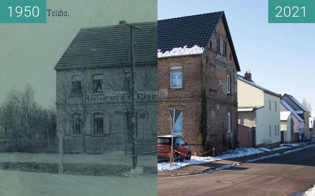 Vorher-Nachher-Bild von Restaurant zur Eisenbahn Teicha zwischen 1950 und 31.01.2021