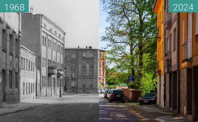 Before-and-after picture of Czartoria Street between 1968 and 2024-May-01