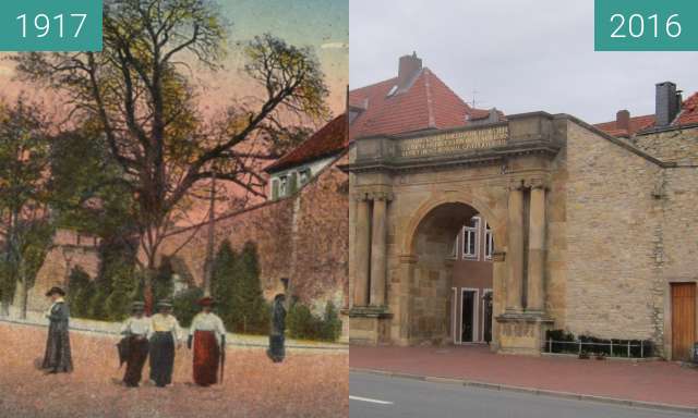 Before-and-after picture of Heger Tor between 1917 and 2016-Feb-07