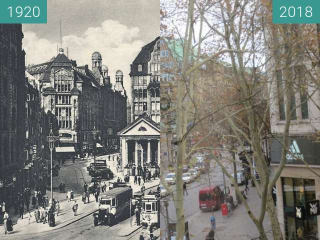 Image avant-après de Mönckebergstraße in Hamburg entre 1940 et 19/11/2018