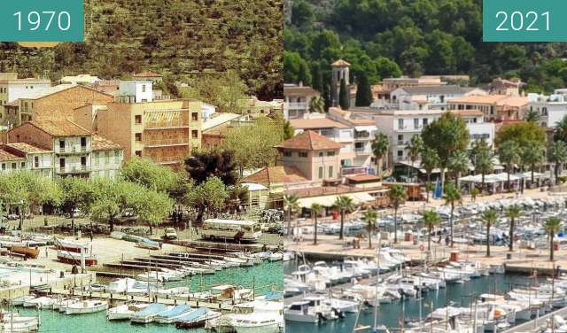Vorher-Nachher-Bild von Port de Sóller zwischen 1970 und 10.10.2021