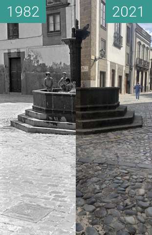 Before-and-after picture of Fuente Barrio de Vegueta between 1982 and 2021