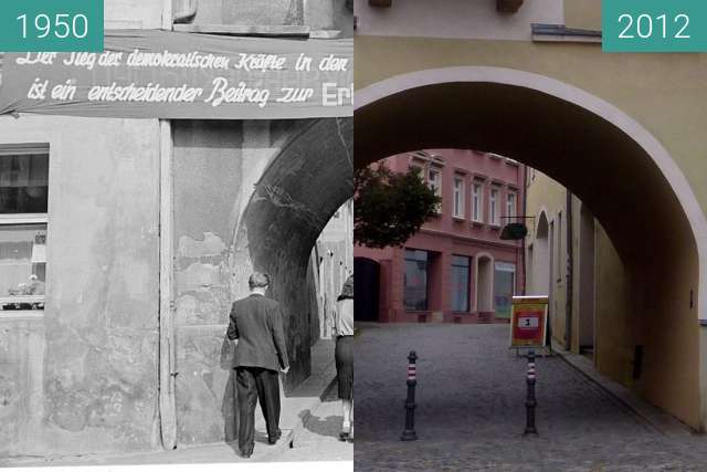 Before-and-after picture of Klostertor in Kamenz between 08/1950 and 2012-Jun-26