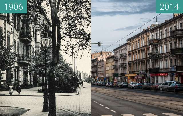 Before-and-after picture of Ulica Głogowska przed I wojną światową between 1906-Feb-07 and 2014-Feb-07