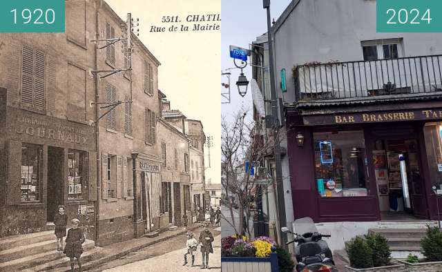Image avant-après de Châtillon - rue de la mairie entre 1920 et 08/11/2024