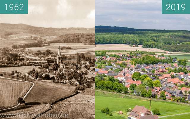 Before-and-after picture of Glane als Ortsteil von Bad Iburg between 1962 and 2019-May-15