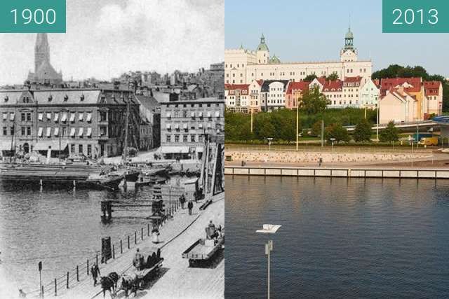 Image avant-après de Szczecin/Stettin - Most Kłodny/Baumbrücke entre 1900 et 2013
