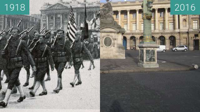 Image avant-après de Place de la Concorde entre 04/07/1918 et 04/01/2016