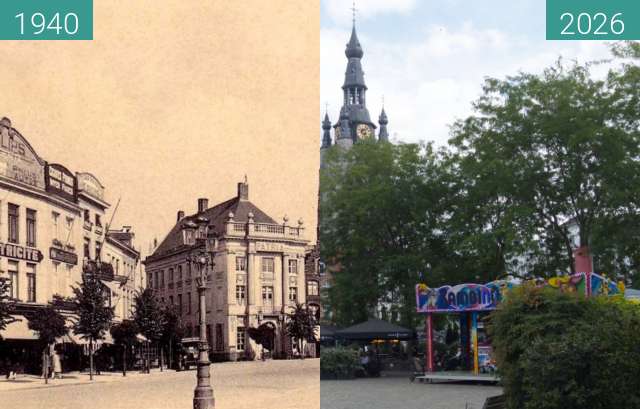 Vorher-Nachher-Bild von Grote Markt, Kortrijk zwischen 1940 und 08.2026