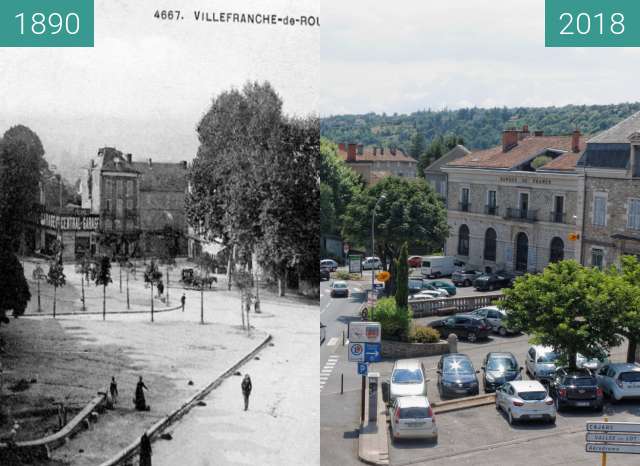 Before-and-after picture of Villefranche de rouergue between 1890 and 2018-Jul-06