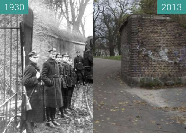 Vorher-Nachher-Bild von Brama Polna poznańskiego Fortu Winiary zwischen 1930 und 2013