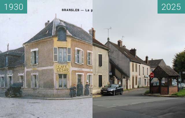 Image avant-après de Bransles - le café Cesar - vue 01 entre 1930 et 12/10/2025
