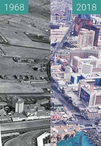 Before-and-after picture of Las Vegas Boulevard and Flamingo Road 1968 between 1968 and 2018
