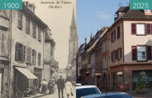 Vorher-Nachher-Bild von Grand'rue, Thann zwischen 1900 und 08.2025