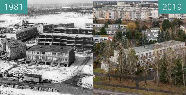 Before-and-after picture of Osiedle Marysieńki between 1981 and 2019