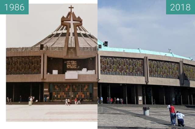 Before-and-after picture of Basilica of Our Lady of Guadalupe between 06/1986 and 2018-Jun-25